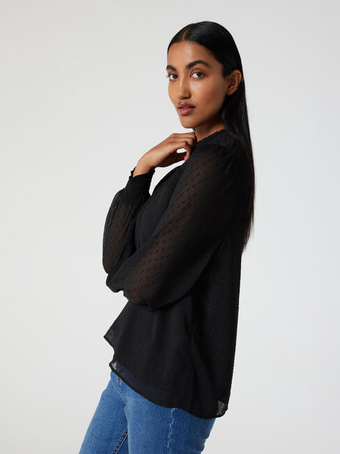 Amy Frill Sleeve Top, Black, hi-res