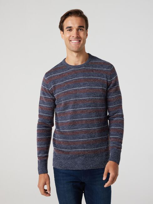 Morrison Stripe Crew Knit, Ink Multi Stripe, hi-res