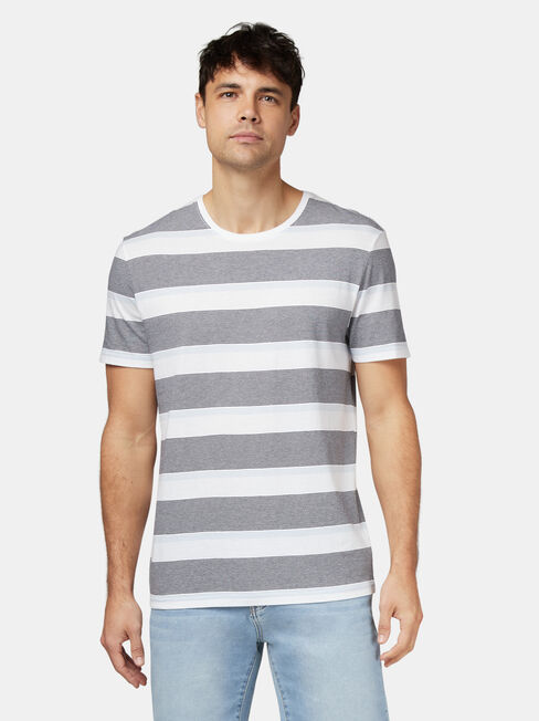 Patrick Short Sleeve Stripe Crew Tee, Blue, hi-res