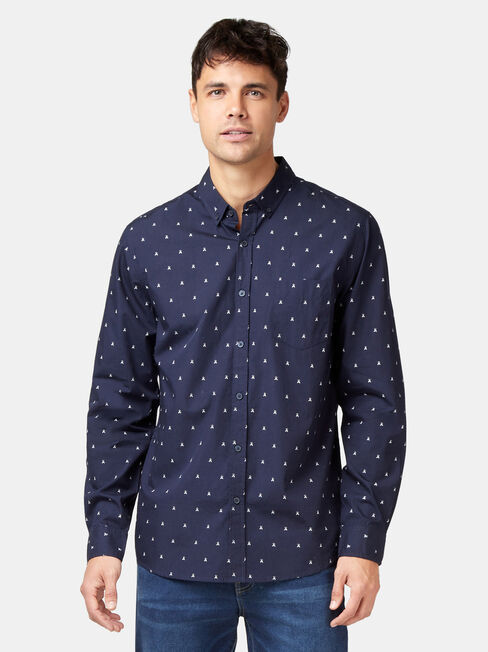 Jensen Long Sleeve Print Shirt, Blue, hi-res