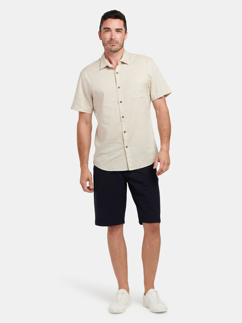 Ethan Short Sleeve Textured Shirt, Brown, hi-res