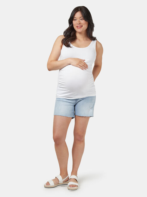 Kearly Elastic Insert Maternity Short, Blue, hi-res