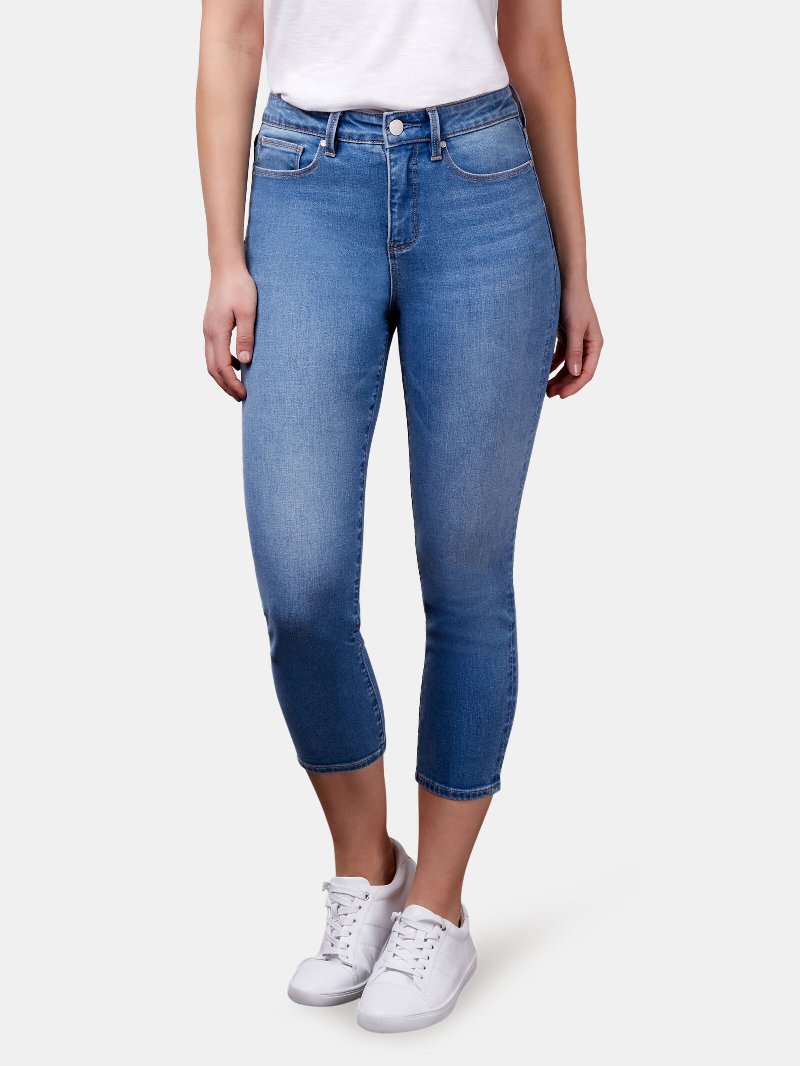 Kara Mid Waist Skinny Capri Jeans Light Vintage