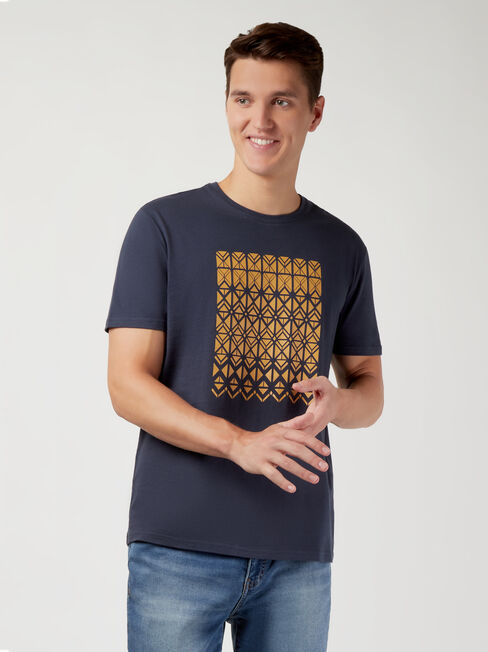 SS Toby Print Crew Tee, Blue, hi-res