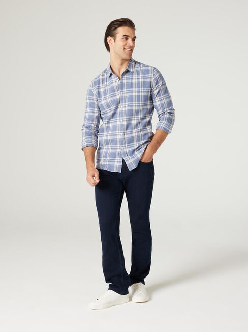 LS Kai Check Linen Shirt, Washed Navy Checked, hi-res