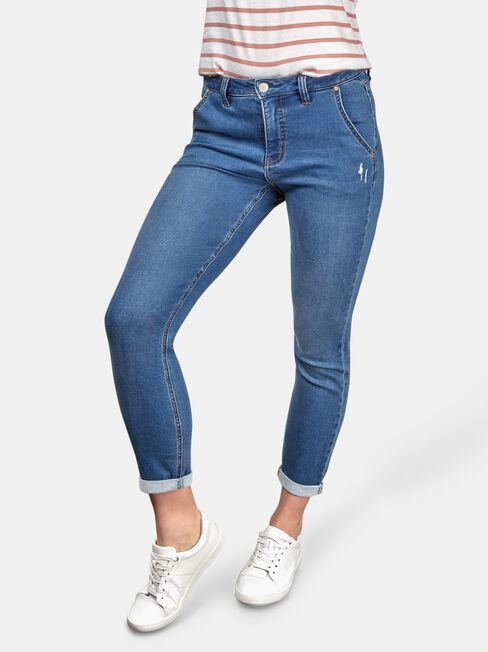 Lois Slim Boyfriend Jeans, Mid Indigo, hi-res