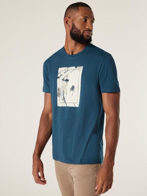 SS Patterson Print Crew Tee, Petrol, hi-res