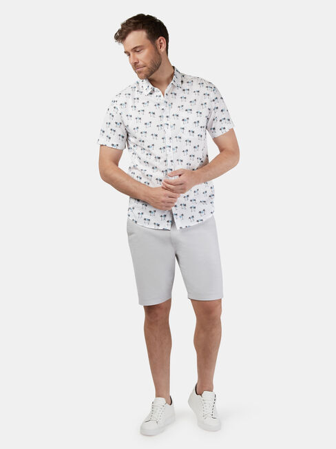Valley Short Sleeve Print Shirt, White, hi-res