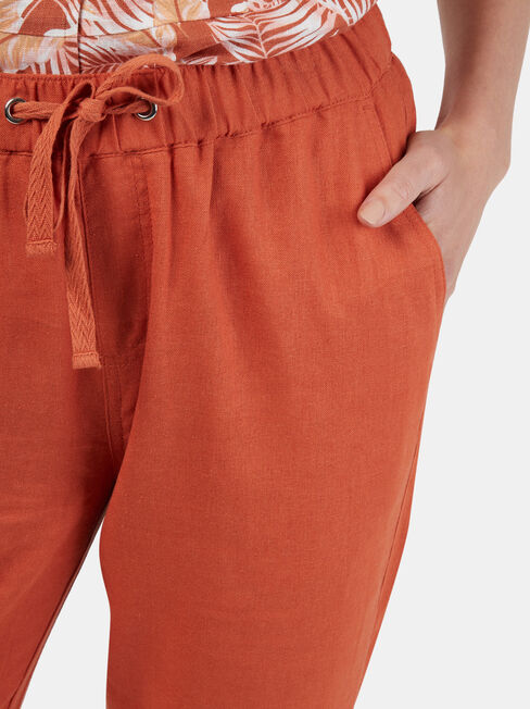 Linen Blend Pant, Red, hi-res