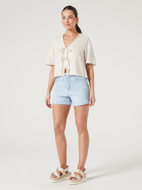Demi Tie Front Top, Sand, hi-res