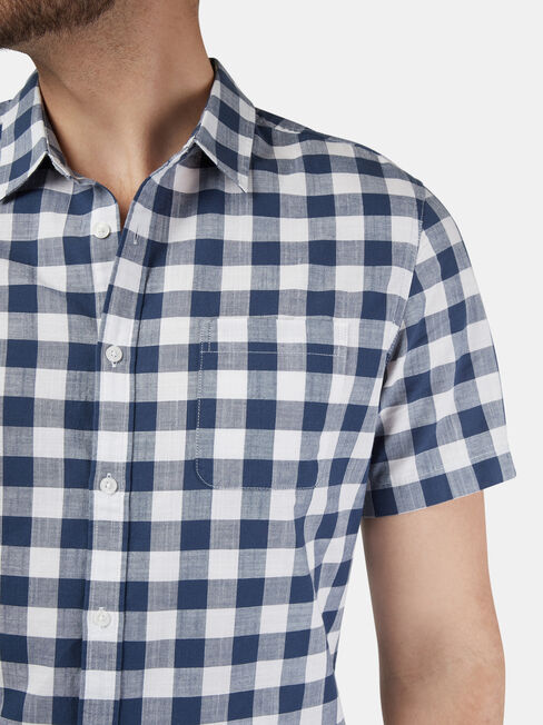 Winston Short Sleeve Check Shirt, Blue, hi-res