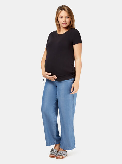 Alana Chambray Maternity Pants, Blue, hi-res