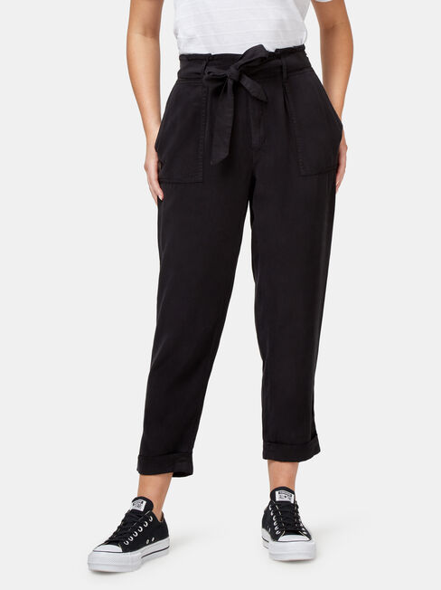 Isadora Paper Bag Pant, Black, hi-res