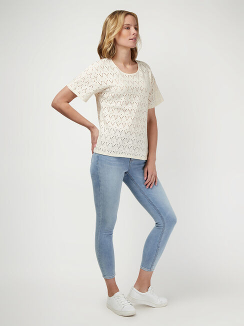 Alexa Cotton Tee, Brown, hi-res