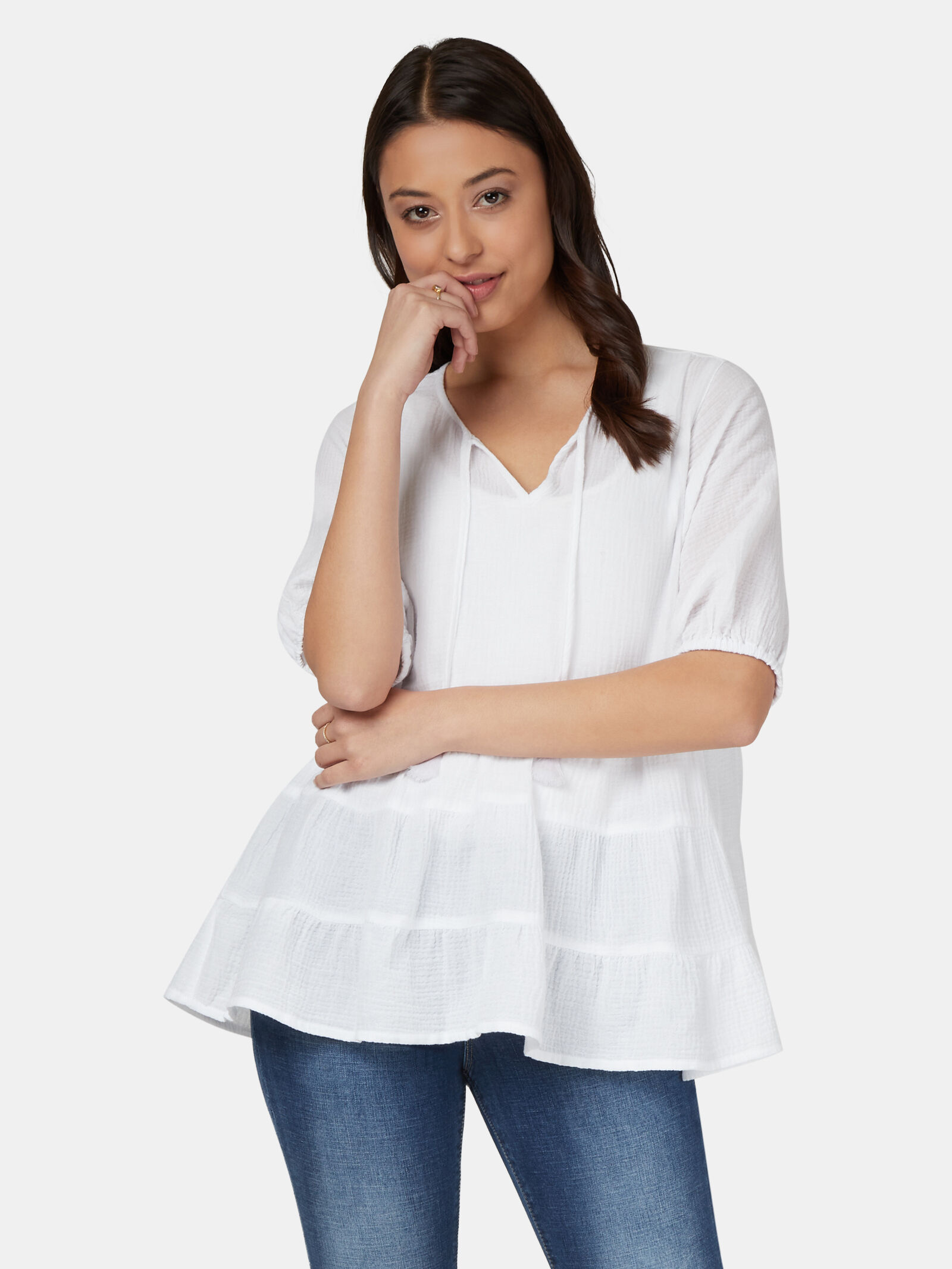 Cara Cheesecloth Tiered Top Jeanswest