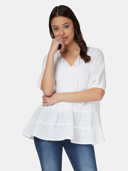 Cara Cheesecloth Tiered Top | Jeanswest