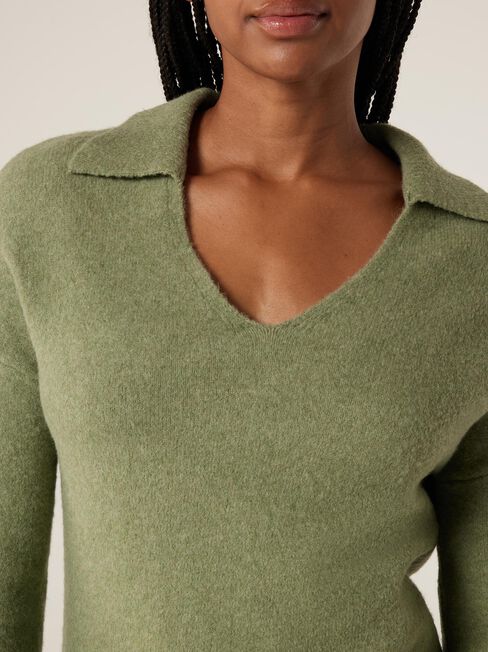 Chelsea Collared Knit, Pistachio Marle, hi-res