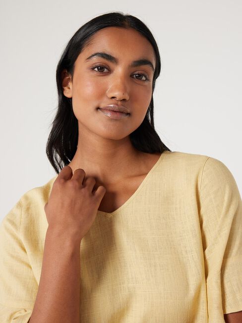 Avrel Ruffle Hem Top, Golden, hi-res