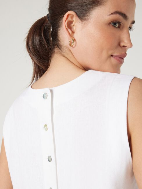 Maddy Linen Tank, White, hi-res