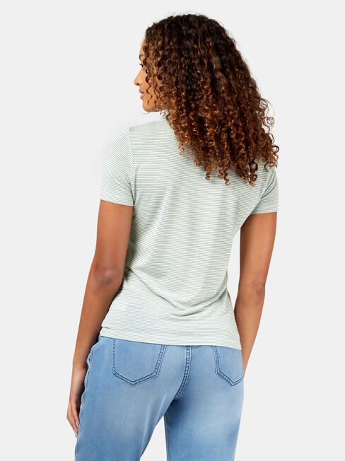 Nia Knot Front Tee, Stripe, hi-res