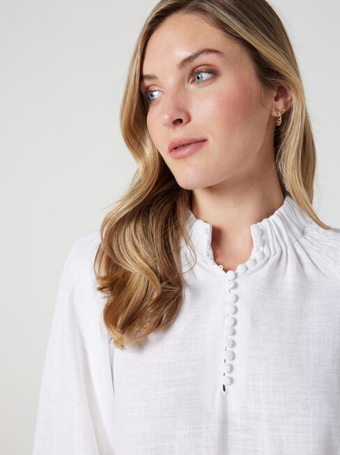 Amelia Button Down Blouse, White, hi-res