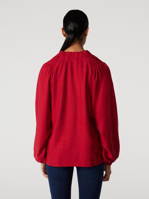 Amelia Button Down Blouse, Berry, hi-res