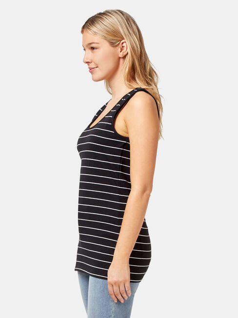 Post Maternity Cotton Nursing Tank, Stripe, hi-res