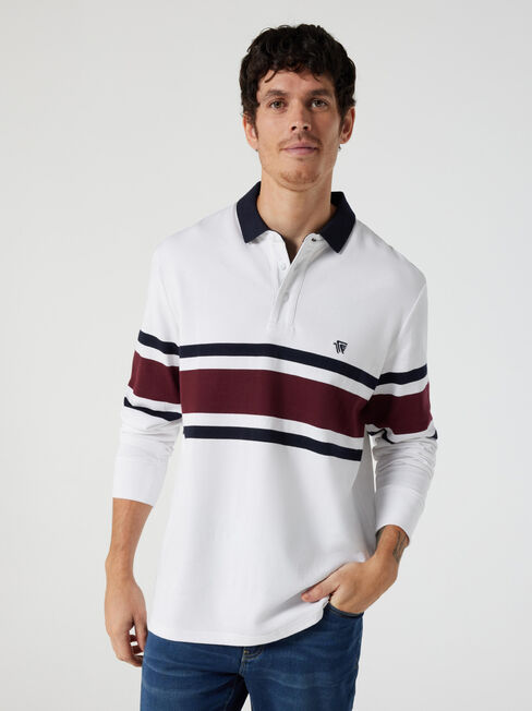 LS Axel Panel Stripe Rugby Polo, white Multi, hi-res