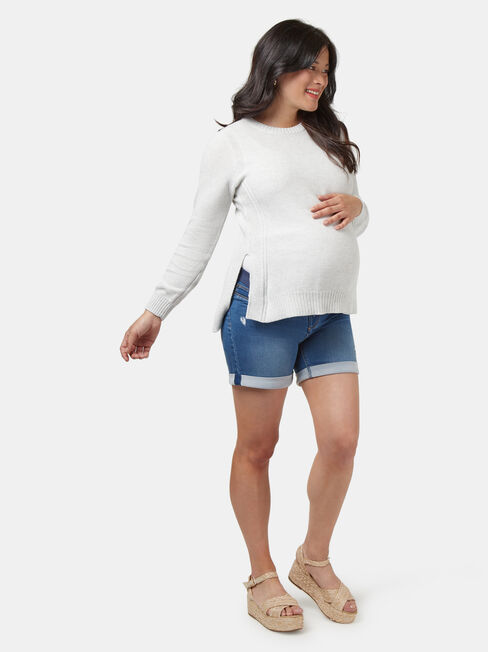 Emily Side Split Maternity Knit, Grey, hi-res