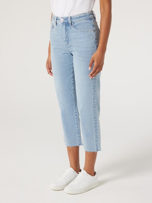 Annie Mid-Waisted Straight Capri, Light Indigo, hi-res