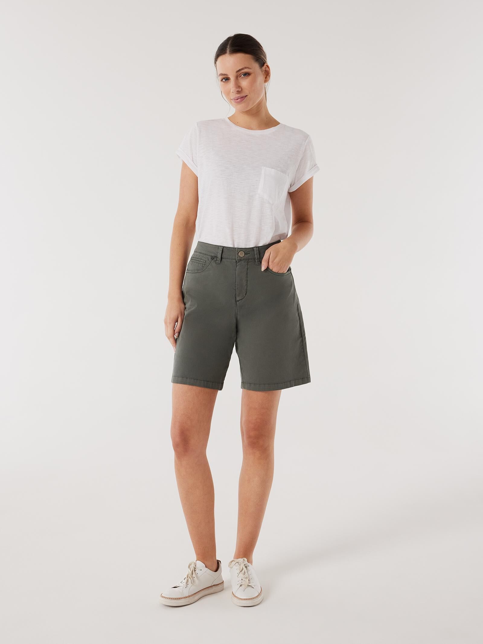 Womens denim walking shorts clearance