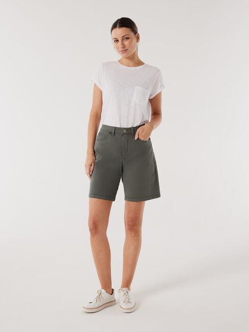 Libby Bermuda Denim Walk Short, Green, hi-res