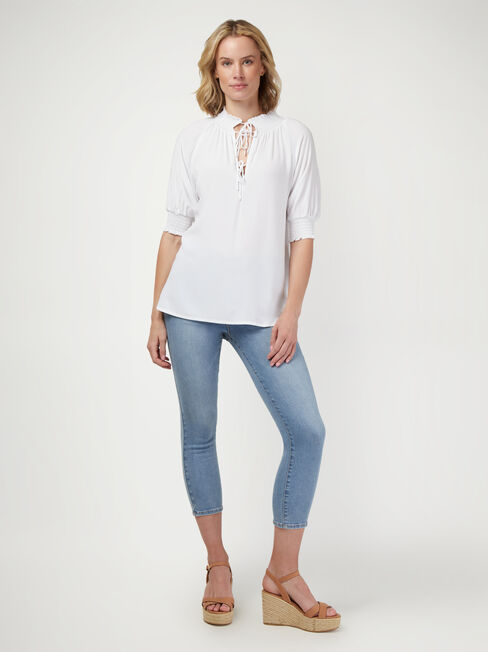 Tillie Tie Front Top, White, hi-res