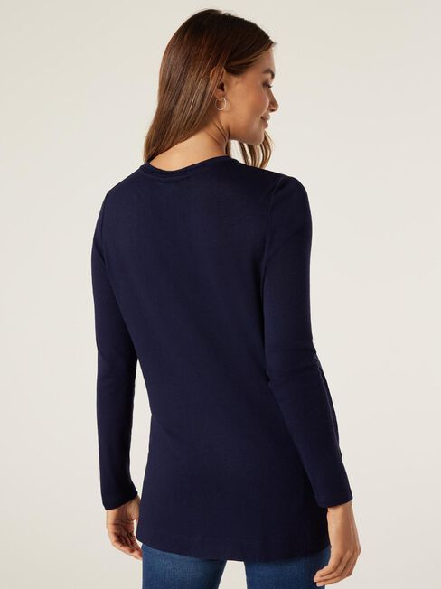 Mia Soft Touch Maternity Henley, French Navy, hi-res