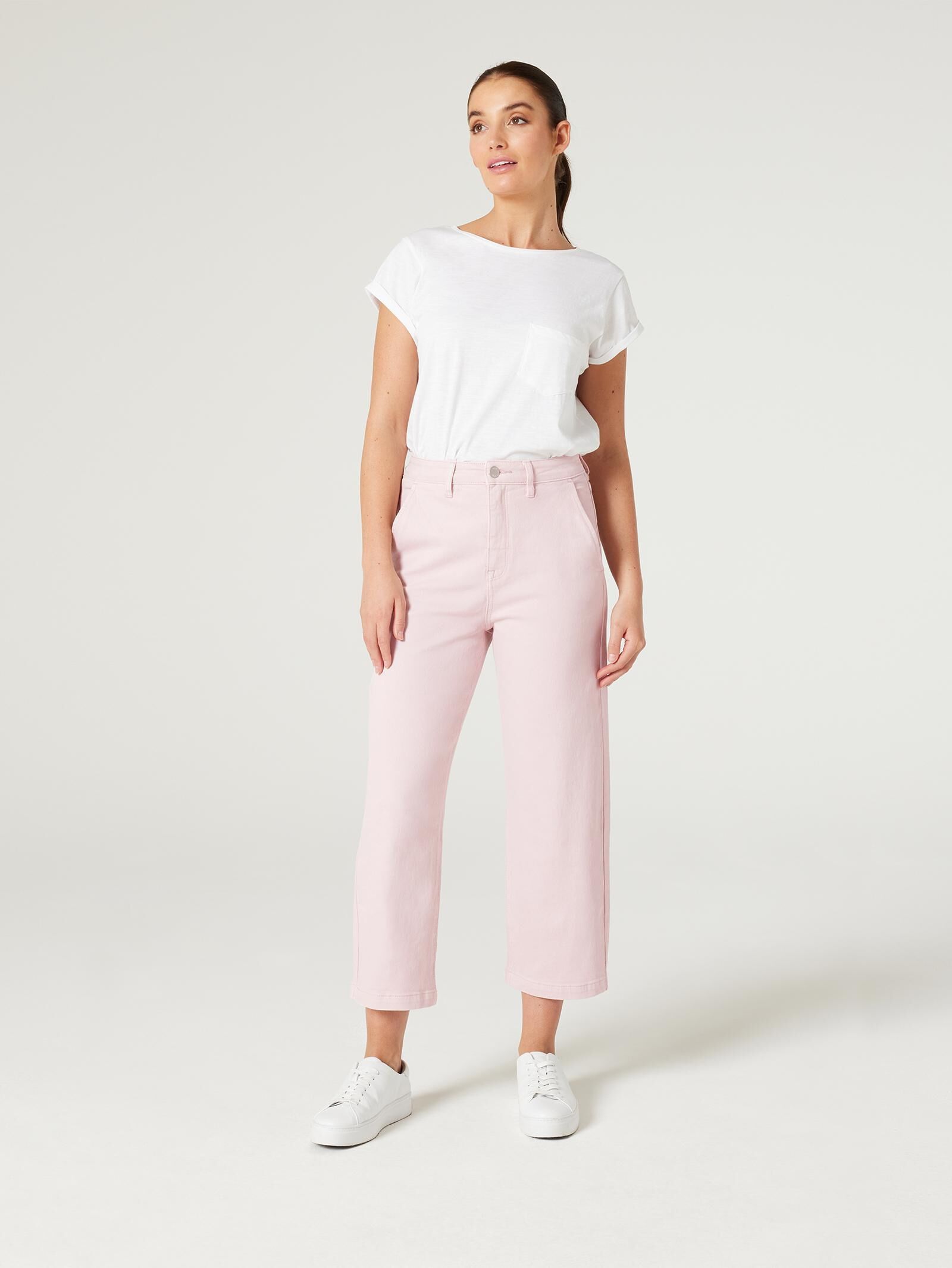 Pink capri best sale jeans