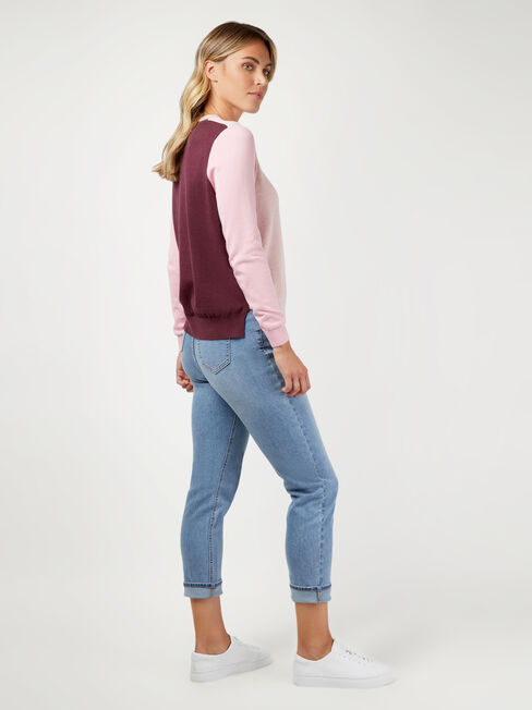 Remi Colour Block Knit, Pink, hi-res