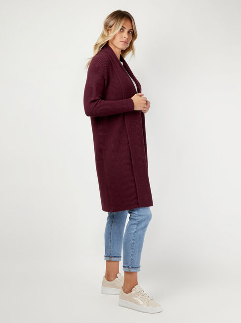 Hannah Ribbed Coatigan, Purple, hi-res