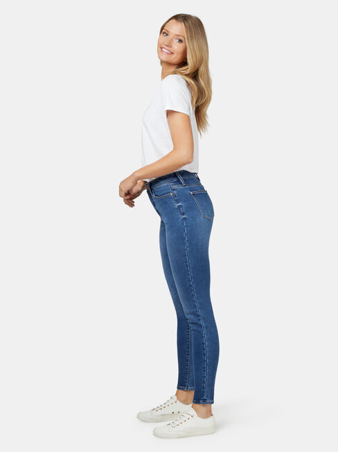 Feather Touch Mid Waisted Skinny 7/8 Jeans Mid Indigo