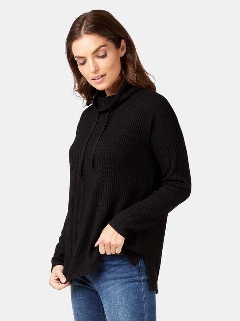 Luna Textured Top, Black, hi-res