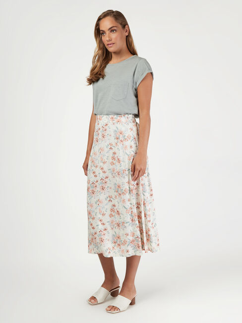 Effie Midi Skirt, Floral, hi-res