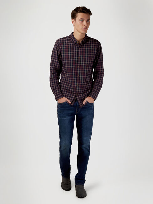 LS Nelson Brushed Check Shirt, Blue, hi-res