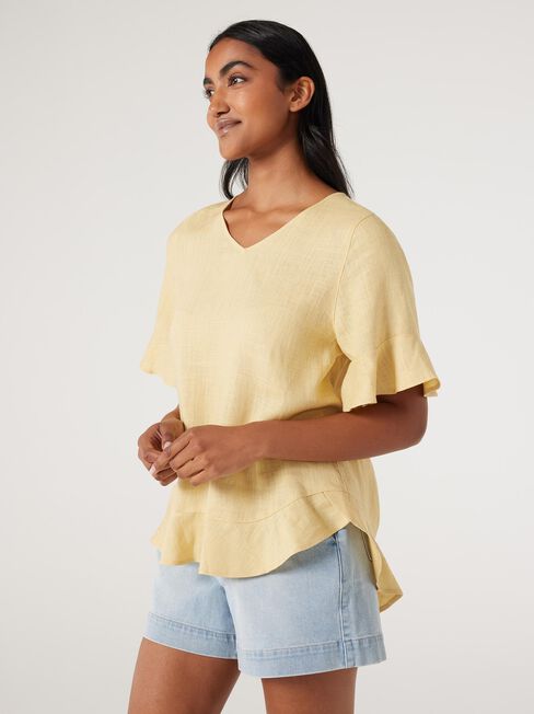 Avrel Ruffle Hem Top, Golden, hi-res