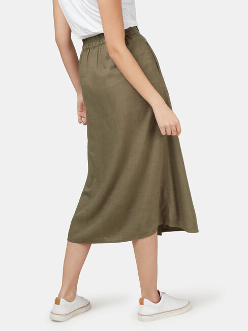Daisy Button Front Skirt, Green, hi-res