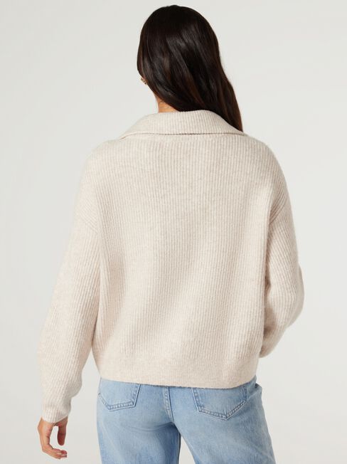 Fran Double Zip Cardigan, Oatmeal, hi-res
