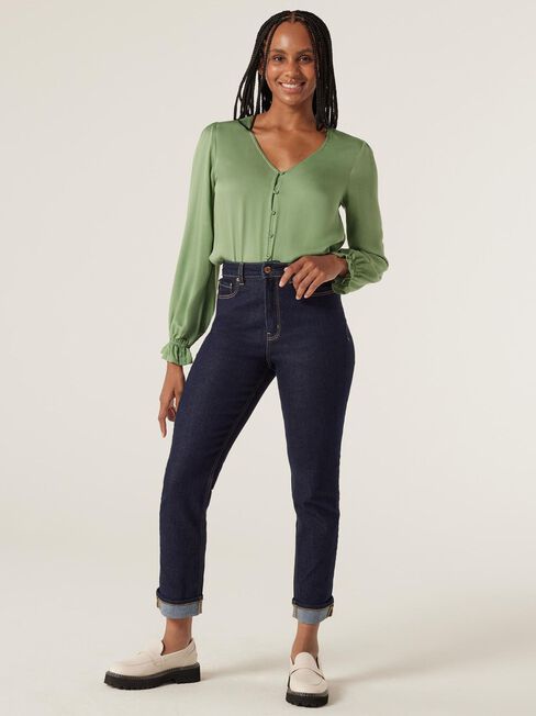 Ollie Button Front Top, Green, hi-res