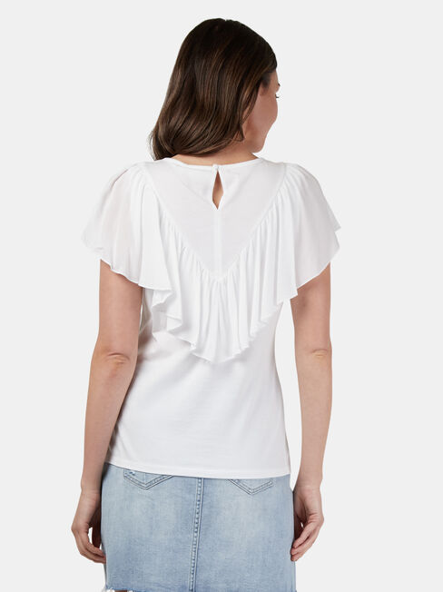 Fleur Frill Top, White, hi-res