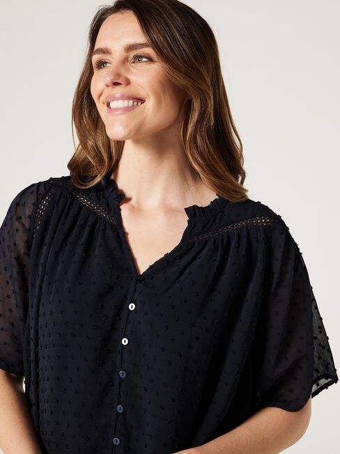 Jaida Dobby Blouse, Ink, hi-res