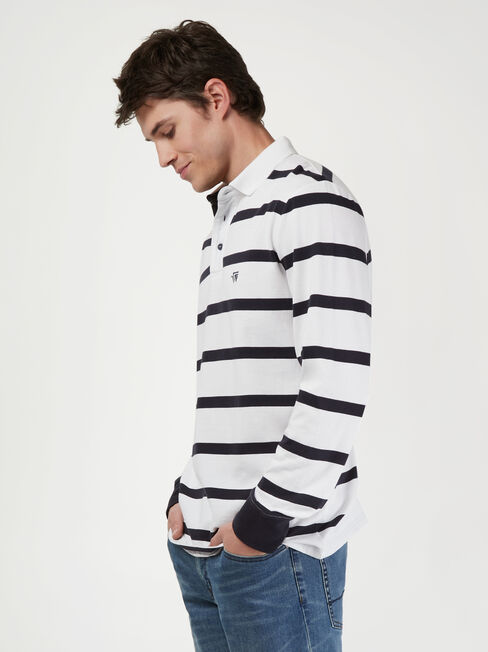 LS Gibson Stripe Rugby Polo, White, hi-res