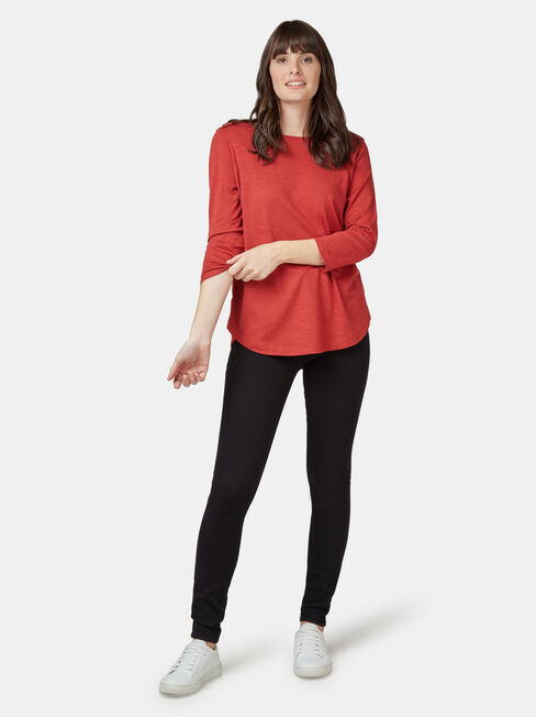Boat Neck Pocket Tee, Red, hi-res