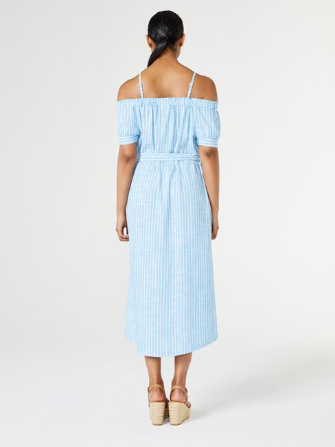 Bardot Off The Shoulder Dress, Stripe, hi-res